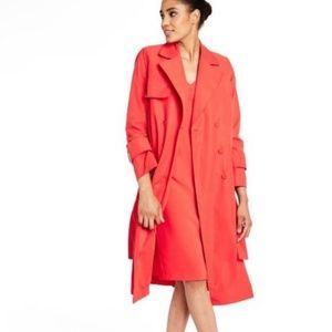 Women’s Plus Size Sergio Hudson Target Strong Shoulder Red Trench Coat Jacket 1X